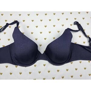 Victorias Secret Dark Blue Soft Uplift Semi Demi Bra Balconette 32D